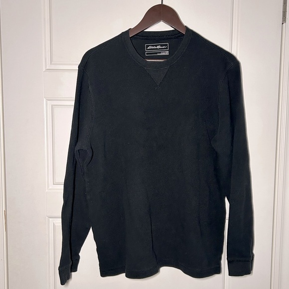 US large mens Eddie Bauer black pullover crewneck sweater - Picture 1 of 2